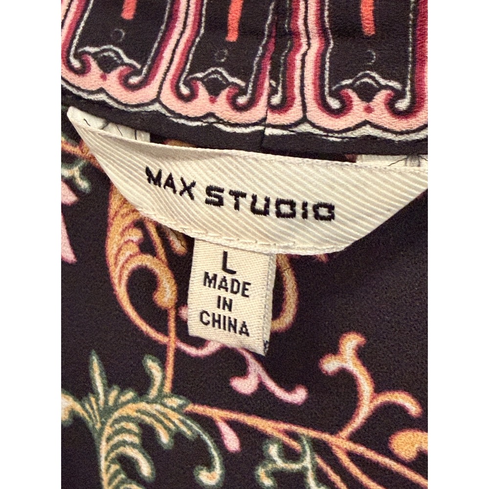 Max Studio Womens Large Black Floral Paisley Open Front Kimono Cardigan - Picture 3 of 11